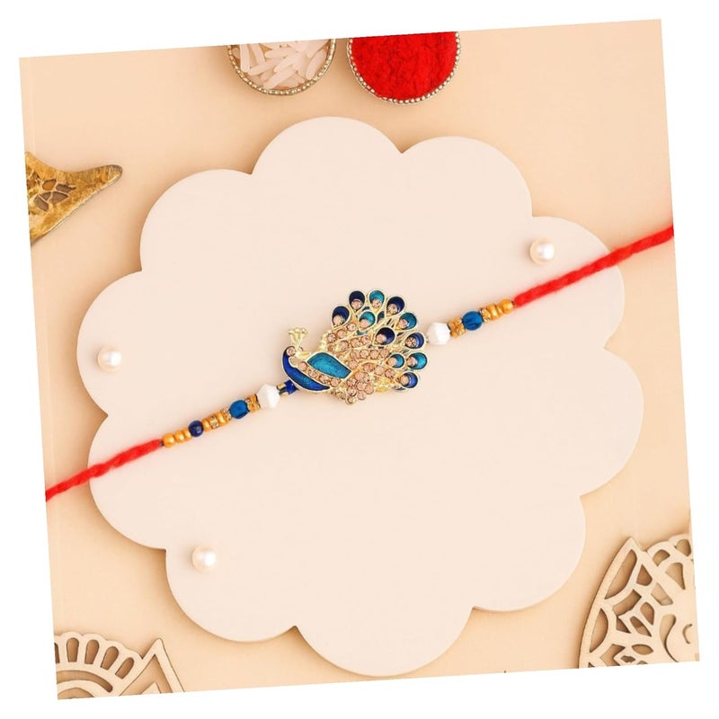 Parag Rakhi Peacock Colorful Feathers Designer Rakhi with Roli Pack - Rakhi for Brother, Bhaiya, Bhai - Image 1