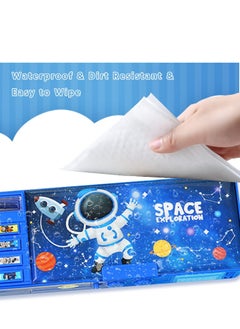 Generic Pop up Multifunction Pencil Case for Boys, Cool Cartoon Pen Box Organizer Stationery, Back to School Gift Birthday Present, Pencil Box for Boys with Whiteboard, Sharpener, Schedule, Blue  - Image 5