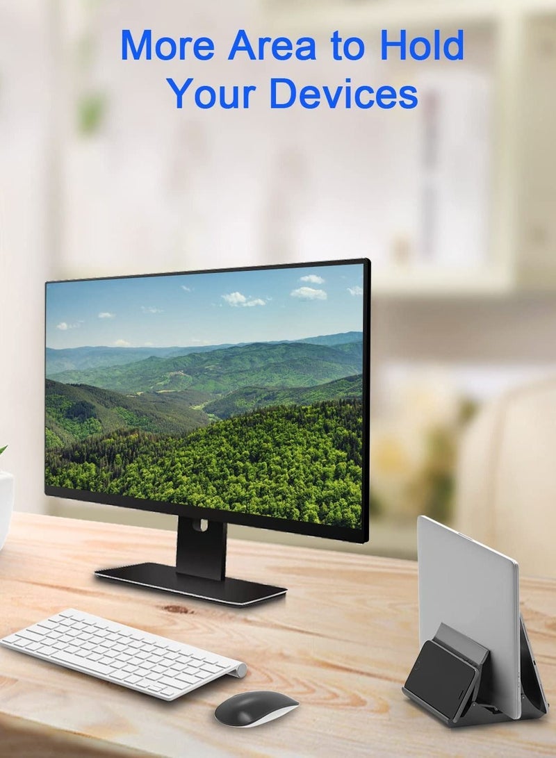 Y&D Vertical Laptop Stand, 4 in 1 Stand with Gravity Locking Holder Dock for Table Desktop Organizer and Desk Storage, Fits All MacBook, iPad, Dell, Gaming Laptops, Gray - Image 5