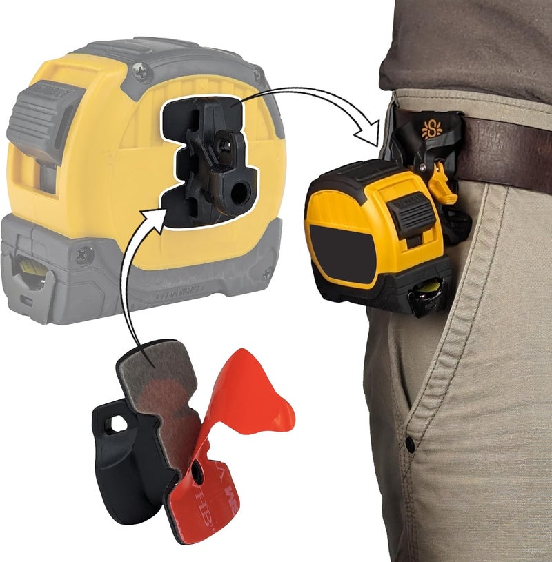 SPIDER Tool Holster - Pro Tape Measure + Hammer Holster Kit - Upgraded, Self Locking, Quick Draw Universal Tool Holder with Ambidextrous Thumb Lock - Compatible with All Major Brands - Image 5