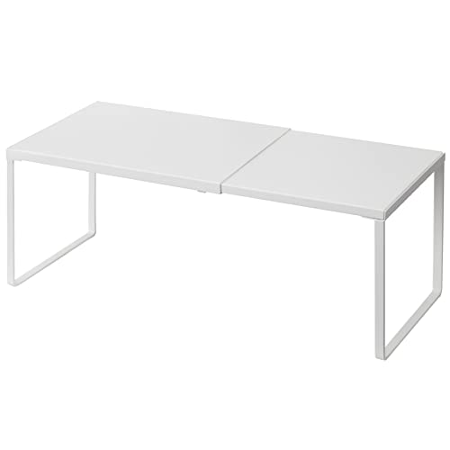 Nxconsu Cabinet Shelf Expandable Organizer Riser Rack for Kitchen Pantry Cupboard Under Sink Countertop Home Organization Extra Storage Space Saver Heavy Duty Metal Edgeless Design White - Image 1