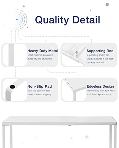 Nxconsu Cabinet Shelf Expandable Organizer Riser Rack for Kitchen Pantry Cupboard Under Sink Countertop Home Organization Extra Storage Space Saver Heavy Duty Metal Edgeless Design White - Image 3