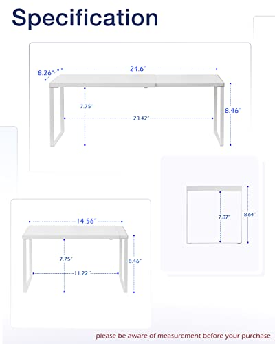 Nxconsu Cabinet Shelf Expandable Organizer Riser Rack for Kitchen Pantry Cupboard Under Sink Countertop Home Organization Extra Storage Space Saver Heavy Duty Metal Edgeless Design White - Image 2