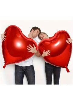 Just Quality 2pcs 81.28cm Giant Red Heart Foil Balloons - Perfect for Valentine's Day, Anniversaries & Romantic Celebrations - Durable Aluminum Film Party Decor  - Image 1