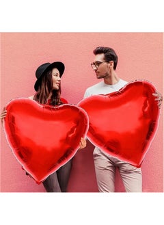 Just Quality 2pcs 81.28cm Giant Red Heart Foil Balloons - Perfect for Valentine's Day, Anniversaries & Romantic Celebrations - Durable Aluminum Film Party Decor  - Image 3