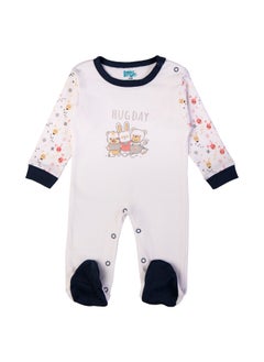 Babies Basic 5 Piece Unisex 100% Cotton Gift Set Include Bib, Romper, Mittens, Cap And Sleepsuit/Jumpsuit- Hug Day  - Image 3