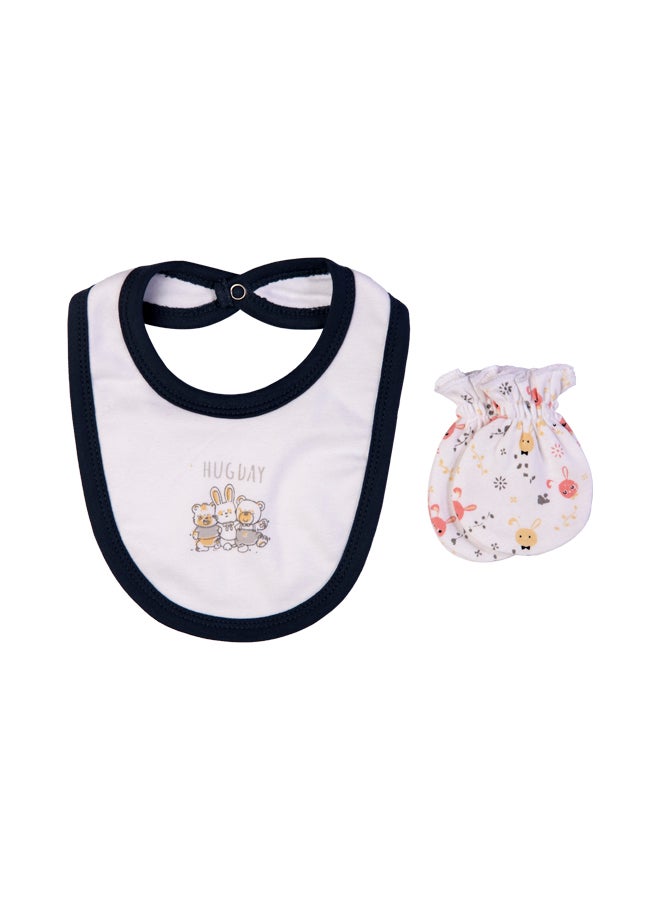 Babies Basic 5 Piece Unisex 100% Cotton Gift Set Include Bib, Romper, Mittens, Cap And Sleepsuit/Jumpsuit- Hug Day  - Image 5