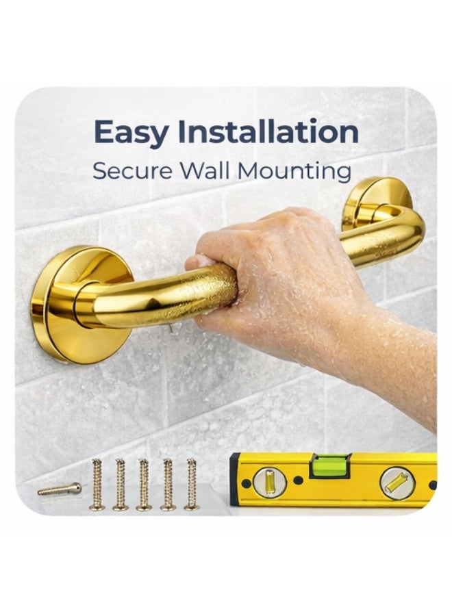 رونا مقبض أمان RONA 60 سم ذهبي لامع للحمام مانع للانزلاق مقاوم للصدأ دعم للدش - Image 3