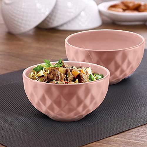 URBAN CHEF Ceramic Bowl | 500 ml | Kitchen and Home Accessories Items | Serving & Mixing Bowl | Microwave Safe Bowl Set | Ice Cream Bowl | Bowl Set for Gift | Set of 2 | Peach | - Image 1