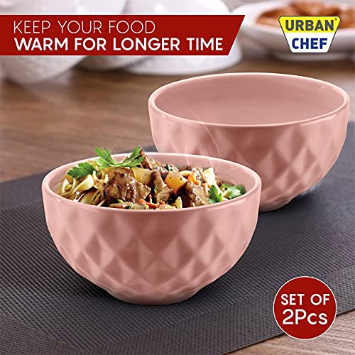 URBAN CHEF Ceramic Bowl | 500 ml | Kitchen and Home Accessories Items | Serving & Mixing Bowl | Microwave Safe Bowl Set | Ice Cream Bowl | Bowl Set for Gift | Set of 2 | Peach | - Image 4