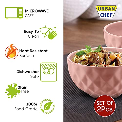 URBAN CHEF Ceramic Bowl | 500 ml | Kitchen and Home Accessories Items | Serving & Mixing Bowl | Microwave Safe Bowl Set | Ice Cream Bowl | Bowl Set for Gift | Set of 2 | Peach | - Image 2