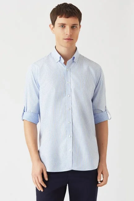 Bisse Men's Regular Fit Long Sleeve Sports Shirt BLUE GM22K222062_E35