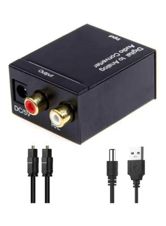 TIGER Digital to Analog Audio Converter – SPDIF Optical Toslink/Coaxial to RCA L/R & 3.5mm Audio Adapter – Plug & Play DAC Audio Decoder with Optical Cable & USB Power – Converts Digital Signal for TV, PS5, Soundbar, Speaker, Amplifier, Headphones – Black  - Image 2