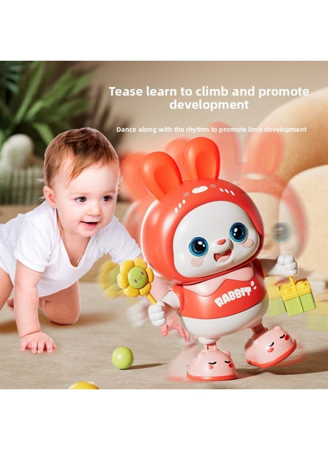 0 1-year-old Baby Toy Electric Rabbit Practice Head-up Training Artifact Singing And Dancing Newborn Baby 3 To 6 Months-Color:Dancing Rabbit Basic Battery (Red)-Specifications:Color Box E-commerce Box  - Image 2