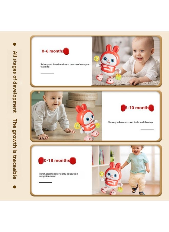 0 1-year-old Baby Toy Electric Rabbit Practice Head-up Training Artifact Singing And Dancing Newborn Baby 3 To 6 Months-Color:Dancing Rabbit Basic Battery (Red)-Specifications:Color Box E-commerce Box  - Image 5