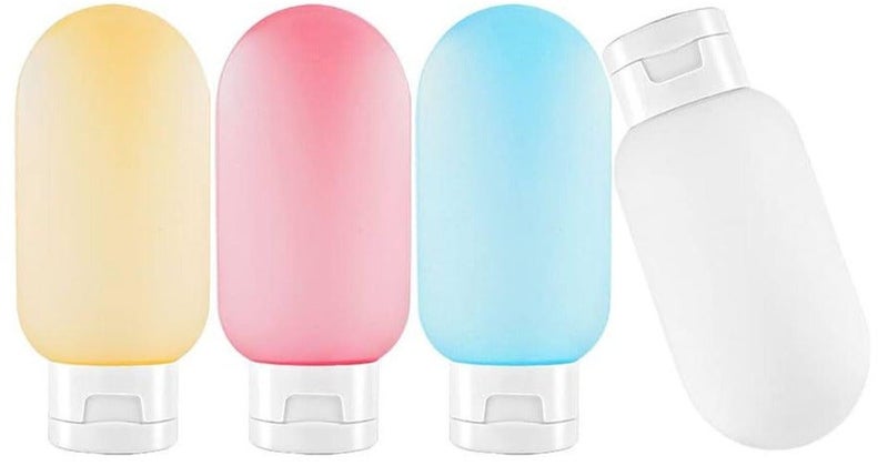 KIKI 4Pcs Travel Bottle Set Empty Refillable Squeezable Containers Plastic Leak Proof Squeeze Bottles for Travel Toiletries Shampoo Conditioner 60ml - Image 1