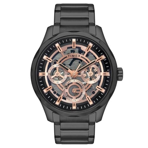 TIMEX Analog Watch for Man with Black Round Dial & Black Stainless Steel Bracelet Band Water Resistant Men's Wrist Watches - TW0TG7630 - Image 1