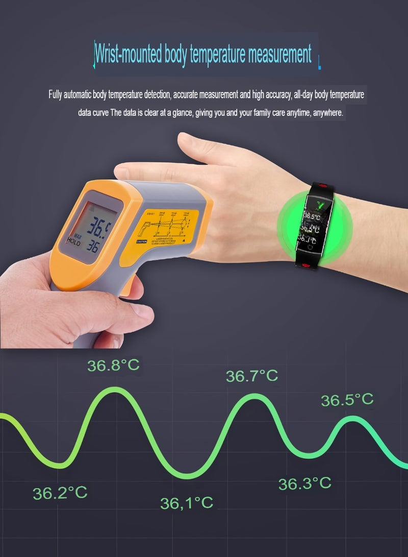 F10TA Sports Watch, Waterproof Fitness Watch With Blood Pressure Measurement, Lightweight And Comfortable Sports Watch For Men And Women, (1pc, Black And Grey) - Image 4