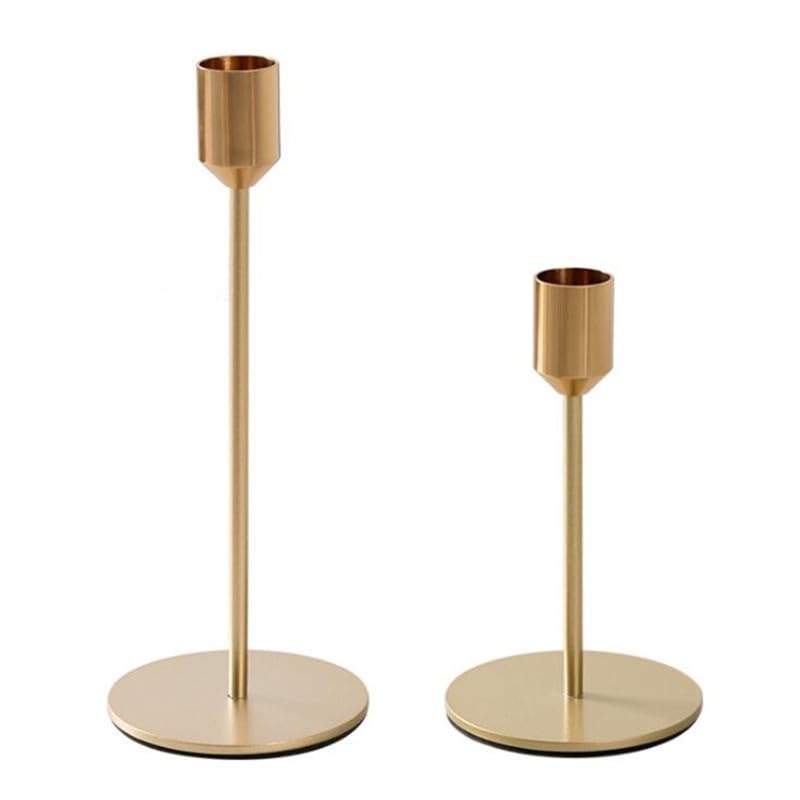 BWRMHME New Modern Metal Gold Candlestick Holders Wedding Decoration Skinny Tapered Candlestick Holder Home Decor Bar Party Candle Holders SL