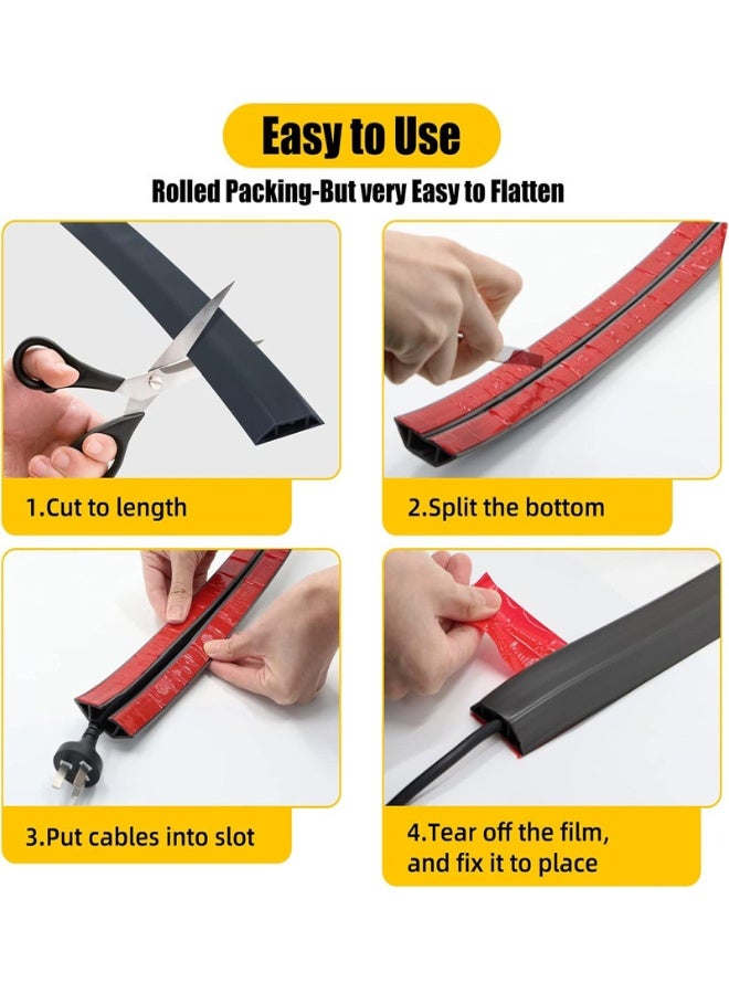 Super ZYouth Cord Cover Cable, Wall Cord Hider, 4m/157in-Self Adhesive Cord Hider Floor Low Profile Floor Cable Management Wire Cover,  for Home Office Garage Offices Gym, - Image 5