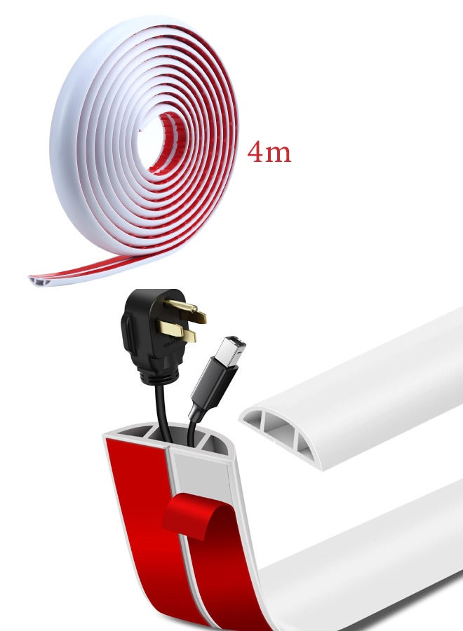Super ZYouth Cord Cover Cable, Wall Cord Hider, 4m/157in-Self Adhesive Cord Hider Floor Low Profile Floor Cable Management Wire Cover,  for Home Office Garage Offices Gym, - Image 1