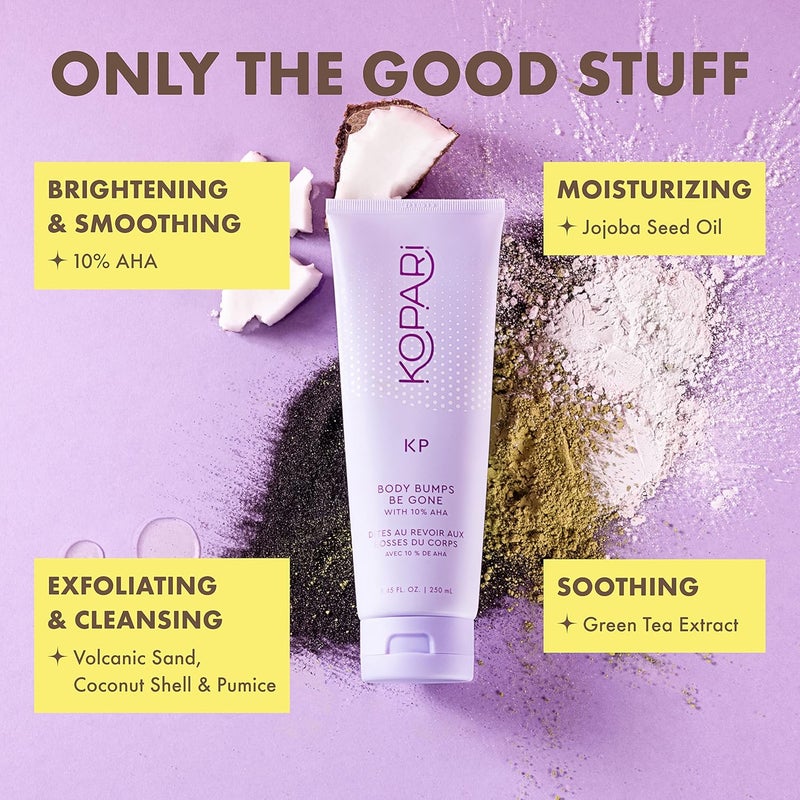 Kopari KP Body Bumps Be Gone Exfoliating Body Scrub with 10% AHA, to Smooth Skin, Reduce Bumps, Decongest Pores, Clarifying, Gently Exfoliate & Wash | 2 oz - Image 3