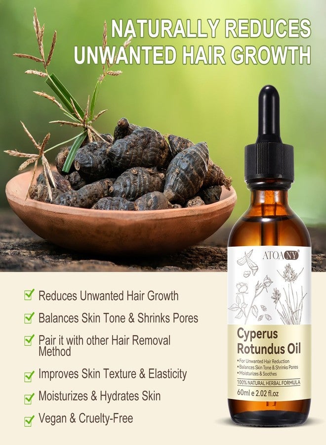 Pegciz Cyperus Rotundus Oil for Hair Removal, Cyprus Rotundus Nut Grass Oil for Reducing Body Hair Growth, Moisturizing & Soothing Skin 2FL OZ 2 Pack - Image 4