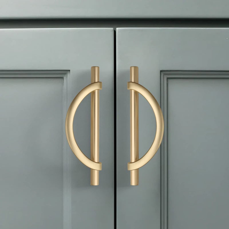 Amerdeco 6 Pack Brushed Gold Cabinet Pulls 5 Inch(128MM) Hole Centers Kitchen Cabinet Handles Hardware Kitchen Handles for Cabinets Cupboard Handles Drawer Pulls - Image 1