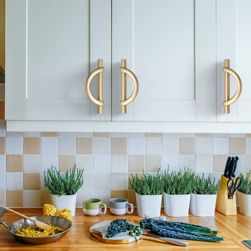 Amerdeco 6 Pack Brushed Gold Cabinet Pulls 5 Inch(128MM) Hole Centers Kitchen Cabinet Handles Hardware Kitchen Handles for Cabinets Cupboard Handles Drawer Pulls - Image 5