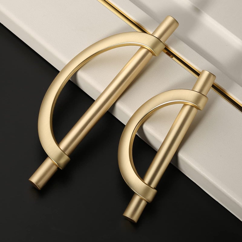 Amerdeco 6 Pack Brushed Gold Cabinet Pulls 5 Inch(128MM) Hole Centers Kitchen Cabinet Handles Hardware Kitchen Handles for Cabinets Cupboard Handles Drawer Pulls - Image 3