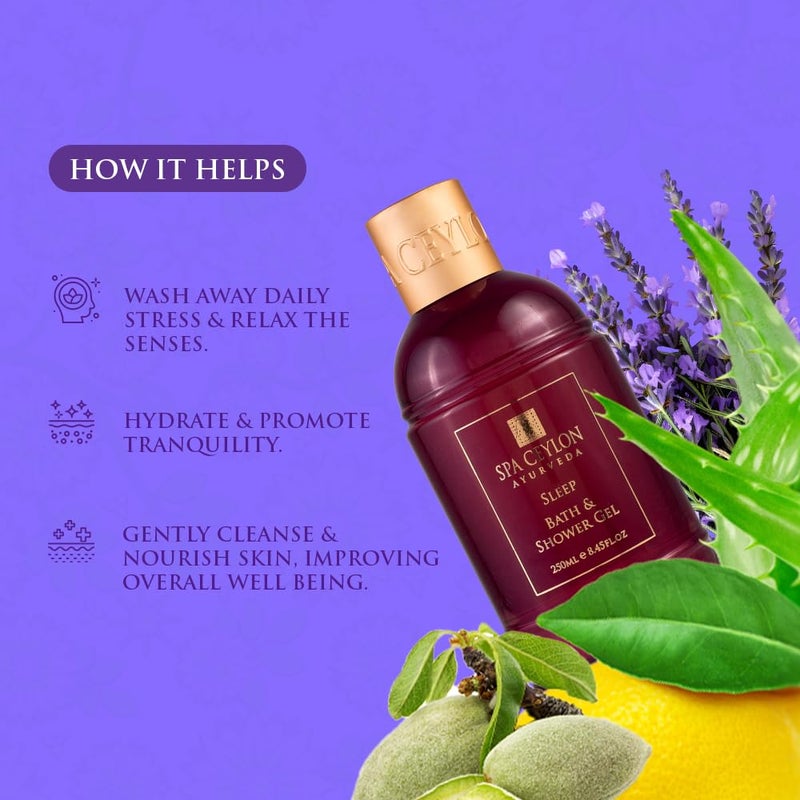 spa ceylon جل استحمام SPA CEYLON SLEEP بتركيبة تنظيف لطيفة مهدئة ومريحة تغذي البشرة 100% نباتي مناسب لجميع أنواع البشرة - Image 3