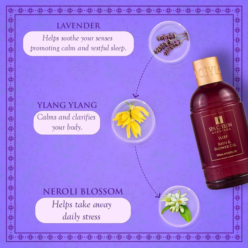 spa ceylon جل استحمام SPA CEYLON SLEEP بتركيبة تنظيف لطيفة مهدئة ومريحة تغذي البشرة 100% نباتي مناسب لجميع أنواع البشرة - Image 4