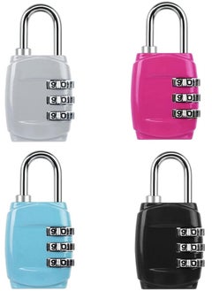 4-Piece Luggage Locks Combination Padlocks, 3 Digit Combination Padlock Codes with Alloy Body Mini Small Combination Lock
