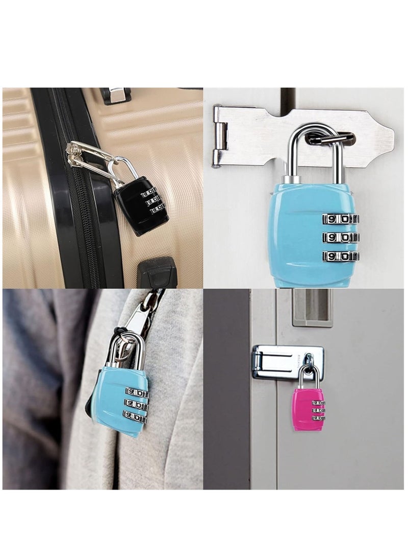 Generic - 4-Piece Luggage Locks Combination Padlocks, 3 Digit Combination Padlock Codes with Alloy Body Mini Small Combination Lock - Image 1