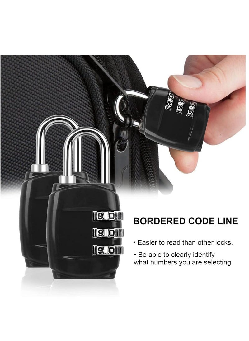 Generic - 4-Piece Luggage Locks Combination Padlocks, 3 Digit Combination Padlock Codes with Alloy Body Mini Small Combination Lock - Image 1