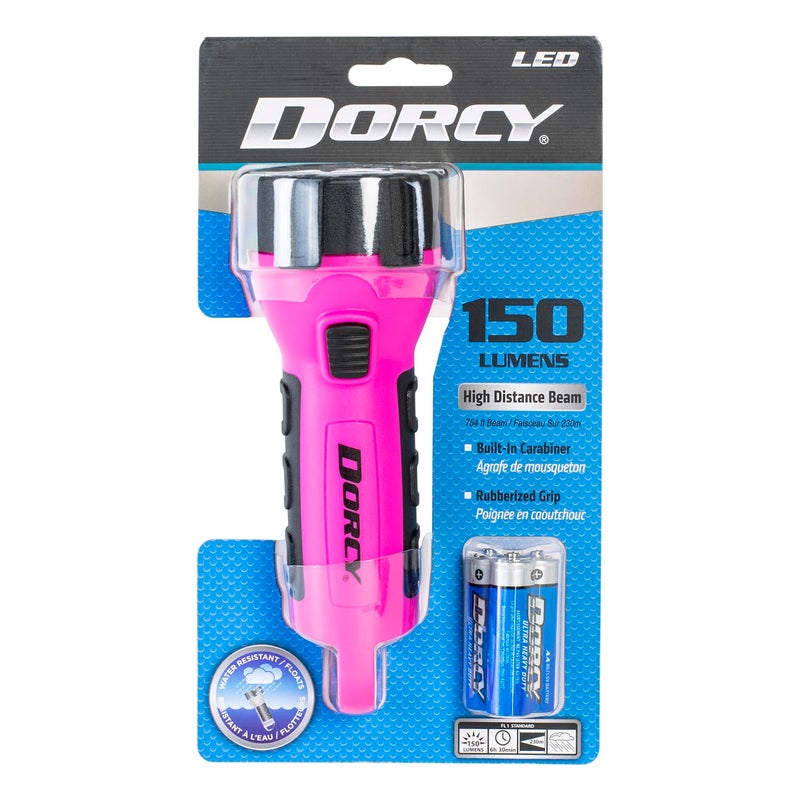 Dorcy 55 Lumen Floating Water Resistant LED Flashlight with Carabineer Clip Pink 412509