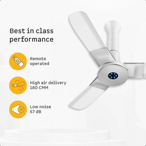 atomberg Studio+ 950mm BLDC Ceiling Fan with Remote Control | BEE 5-star Energy Efficient | New Blade Design | High Air Delivery | LED Speed Indicator | Low noise | 3 Year Warranty (Marble White) - Image 3