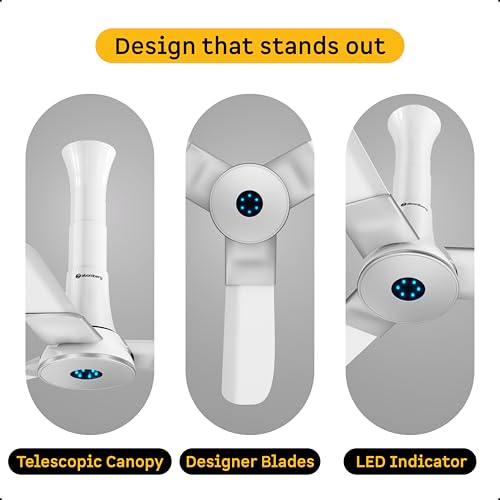 atomberg Studio+ 950mm BLDC Ceiling Fan with Remote Control | BEE 5-star Energy Efficient | New Blade Design | High Air Delivery | LED Speed Indicator | Low noise | 3 Year Warranty (Marble White) - Image 2