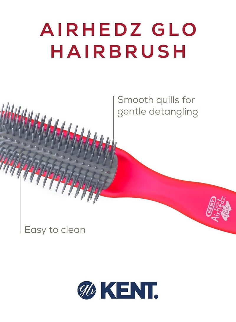 كينت فرشاة شعر كينت نصف دائرية ضيقة لفك تشابك الشعر - 9 صفوف أيونية مضادة للكهرباء الساكنة وغير قابلة للخدش، شعيرات طويلة من النايلون لفك عقد الشعر وتنعيمه، تناسب الشعر المتوسط ​​إلى الطويل - أحمر - Image 5