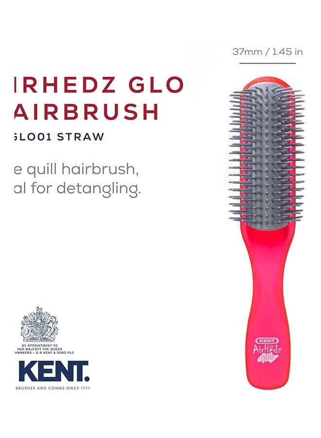 كينت فرشاة شعر كينت نصف دائرية ضيقة لفك تشابك الشعر - 9 صفوف أيونية مضادة للكهرباء الساكنة وغير قابلة للخدش، شعيرات طويلة من النايلون لفك عقد الشعر وتنعيمه، تناسب الشعر المتوسط ​​إلى الطويل - أحمر - Image 3