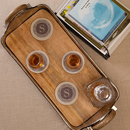 Thirstystone Monogram Letter S Absorbent Sandstone Coaster 4-Pack Made in The USA Decorative, Absorbent, Easily Wipes Clean - Image 2