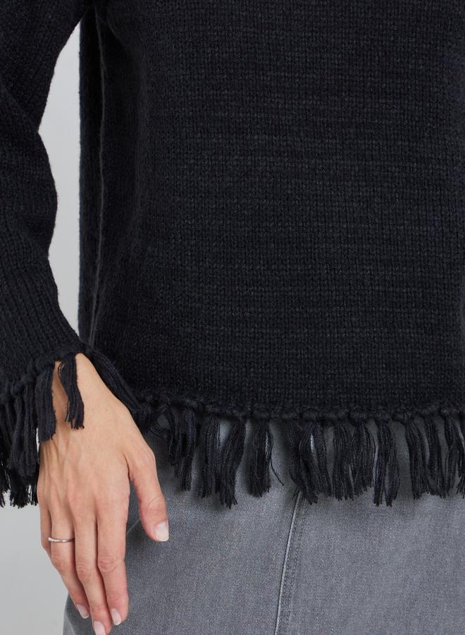Styli Black Fringe Hem Sweater - Image 4