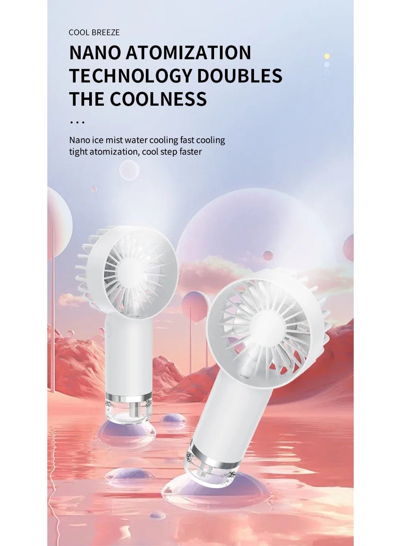 Handheld Spray Fan, Rechargeable Misting Fan Portable, 3 Mode Cooling Water Spray Mist Fan, Nano Moisturizing Spray Mist Fan for Travel, Camping, Indoors, Outdoors, Makeup  - Image 4