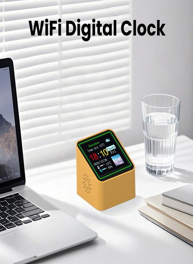 diymore WiFi Digital Alarm Clock with Temperature,Sunrise Alarm Clocks Humidity Weather Clockdigital Clock Small Weather Display,10 Themes for Seniors,Desktop,Office,Students USB Port - Image 2