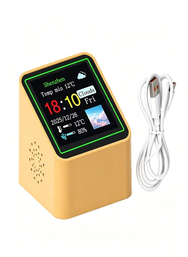 diymore WiFi Digital Alarm Clock with Temperature,Sunrise Alarm Clocks Humidity Weather Clockdigital Clock Small Weather Display,10 Themes for Seniors,Desktop,Office,Students USB Port - Image 1