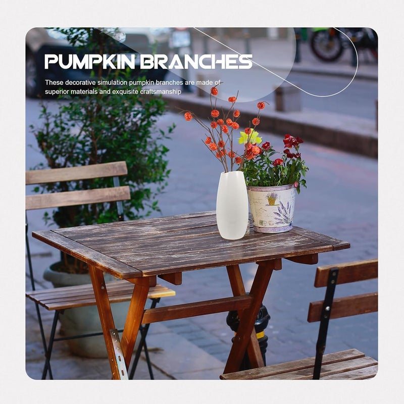 4 Pcs Thanksgiving Pumpkin Branch Decor with Delicate Leaves, Realistic Foam Artificial Pumpkin for Home and Living Room Seasonal Decoration - Image 4