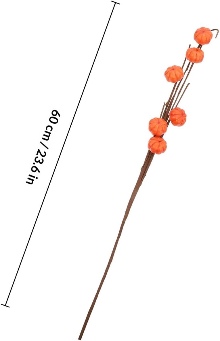 4 Pcs Thanksgiving Pumpkin Branch Decor with Delicate Leaves, Realistic Foam Artificial Pumpkin for Home and Living Room Seasonal Decoration - Image 2