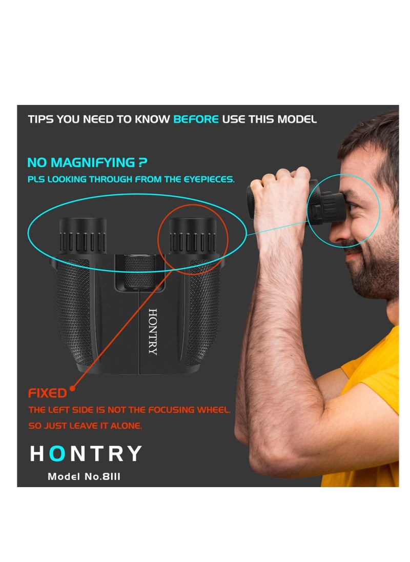Hontry Binoculars for Adults and Kids, 10x25 Compact Binoculars for Bird Watching, Theater and Concerts, Hunting and Sport Games  - Image 4