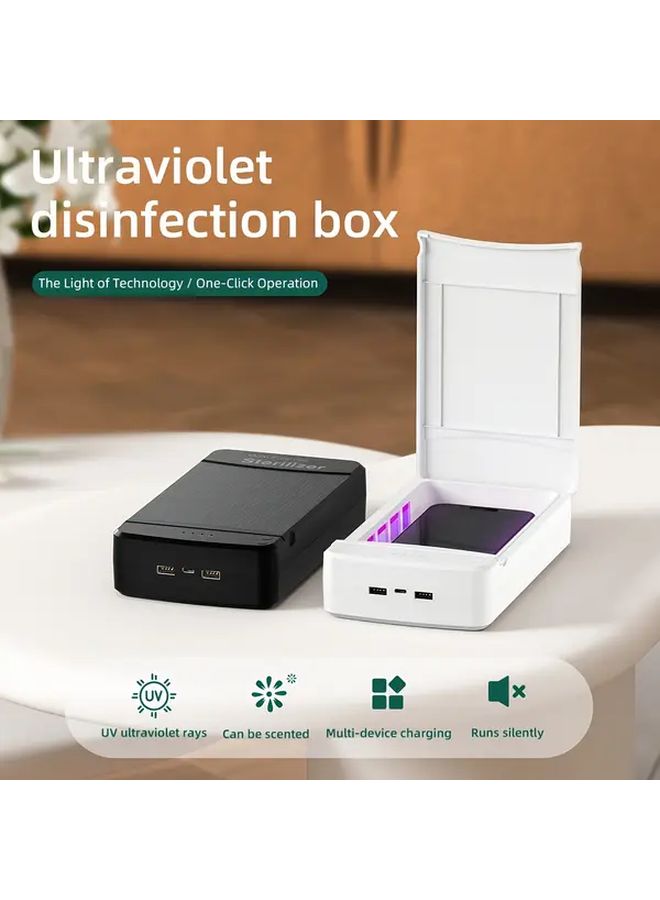 علبة تعقيم فرشاة الأسنان بالUSB بلون أبيض، تصميم مضغوط للسفر، تشغيل بنقرة واحدة، لا حاجة لبطارية. - Image 1