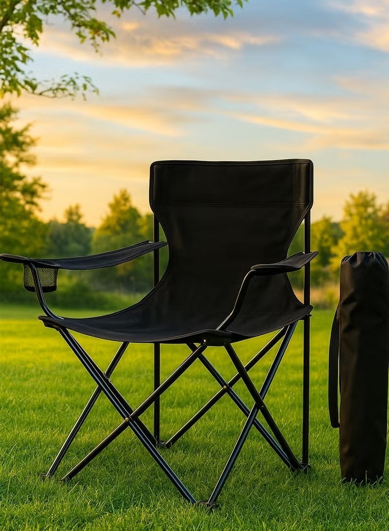 ETG Portable Folding Camping Chair with Cup Holder, Heavy-Duty 600D Oxford Fabric, Compact & Lightweight Outdoor Chair for Camping, Picnic, Fishing, Beach, Backyard - Image 1